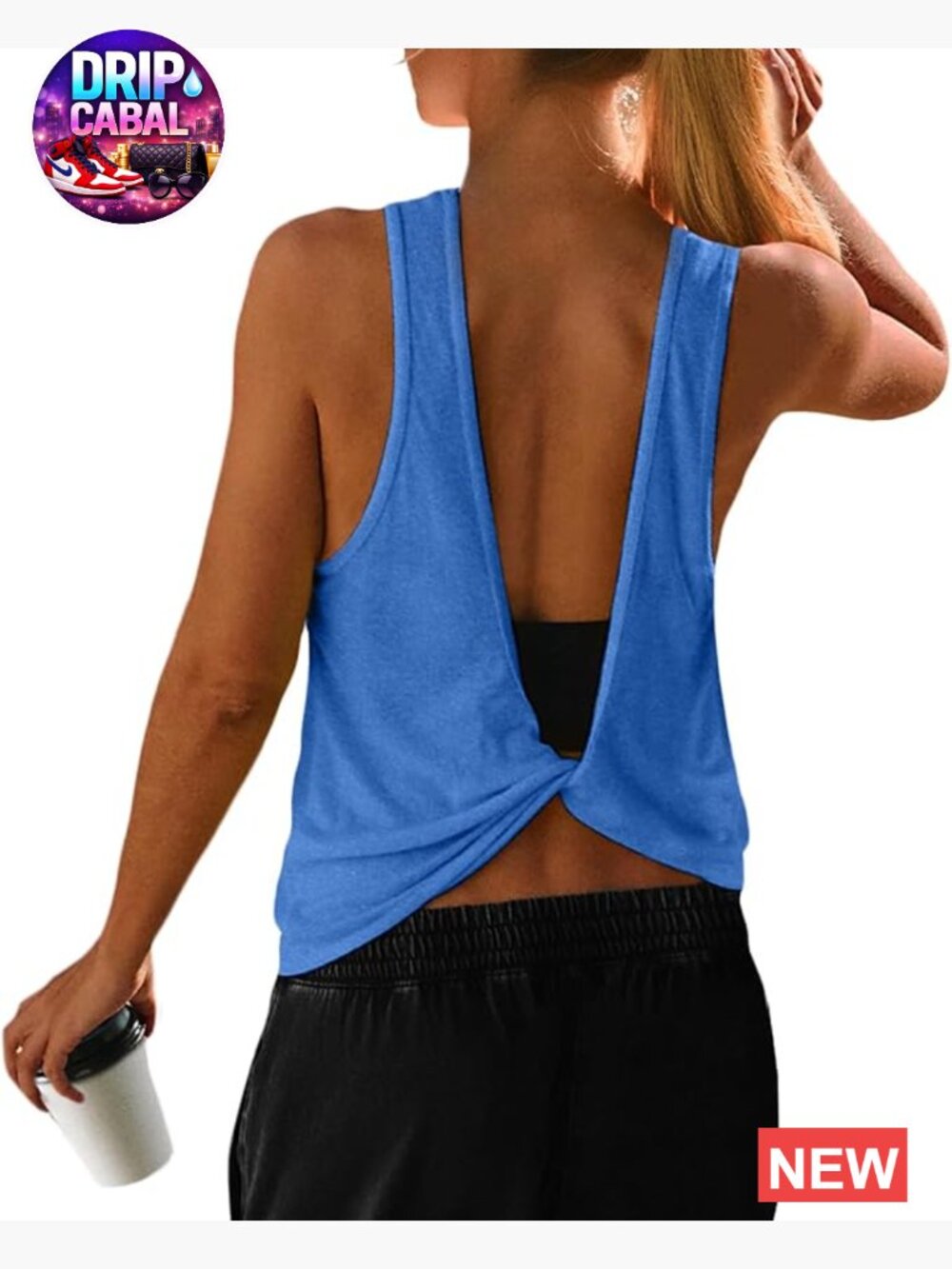 Open Back Workout Tank Top Sleeveless Running Yoga T-Shirt